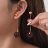 Red Cherry Earrings for Women, Fashion Delicate Fruit Hoops Dangle Earrings, 18K PVD Plated Wedding Party Ear Jewelry