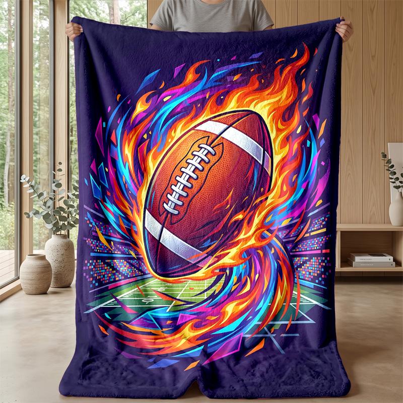 Flaming Football Fiesta Theme blanket Lightweight Warm Flannel Blanket Decorative Throw Blanket for Home Decoration