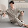 Herren-Pyjama für Herbst und Winter, dick gefüttert, aus reiner Baumwolle, mit atmungsaktiver Zwischenschicht, warm, große Größen, Loungewear-Set