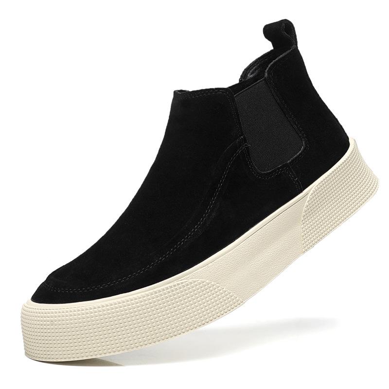 2025 New Cowhide Men's High-top Shoes Breathable and Warm Fashion Anti-velvet Leather Boots Casual Soft-soled Versatile Men's Leather Boots