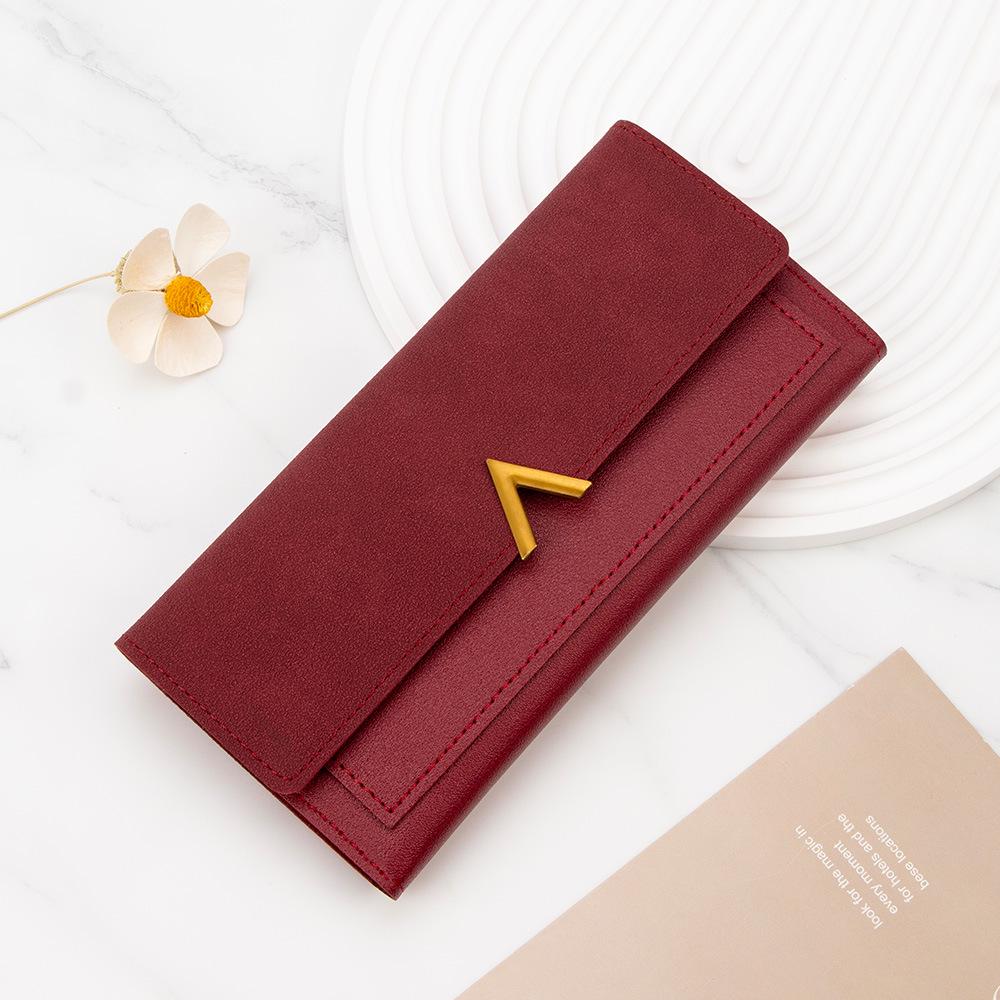 Neue Mode Schlichtes Damen PU Tri-Fold Langportemonnaie mit Mehrfachkartenfächern