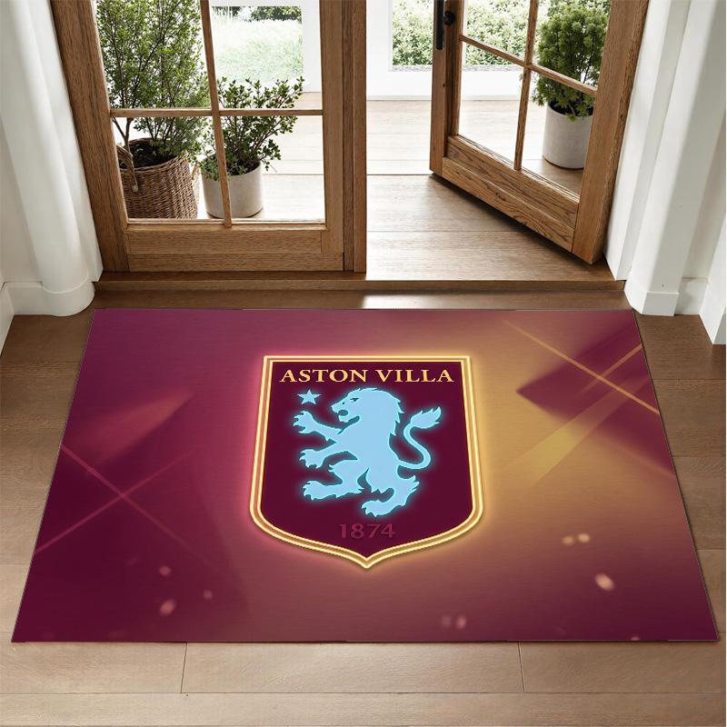 Aston Villa Futbol Tasarımlı Kristal Kadife Halı Yatak Odası Girişi İçin Yumuşak Dekoratif Mat