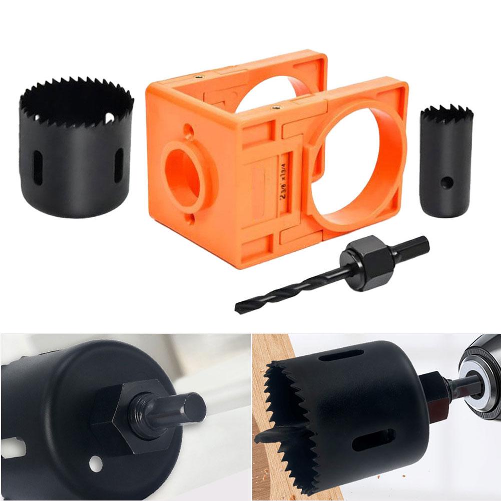 Wooden Door Lock Installation Kit with U Type Guide Template and Drill Bit Compatible with Four Lock Latch Size Combinations