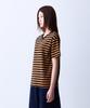 ADERNM Summer Daily Big Stripe Crop V-Neck T-Shirt Camel