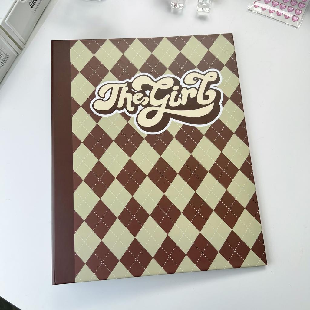 Álbum de Tarjetas A4 Vintage Americana Acolchado de Diamantes Carpeta de Fotos de 9 Compartimentos para Fotocards de Ídolos y Coleccionables K-pop Organizador de Scrapbooking
