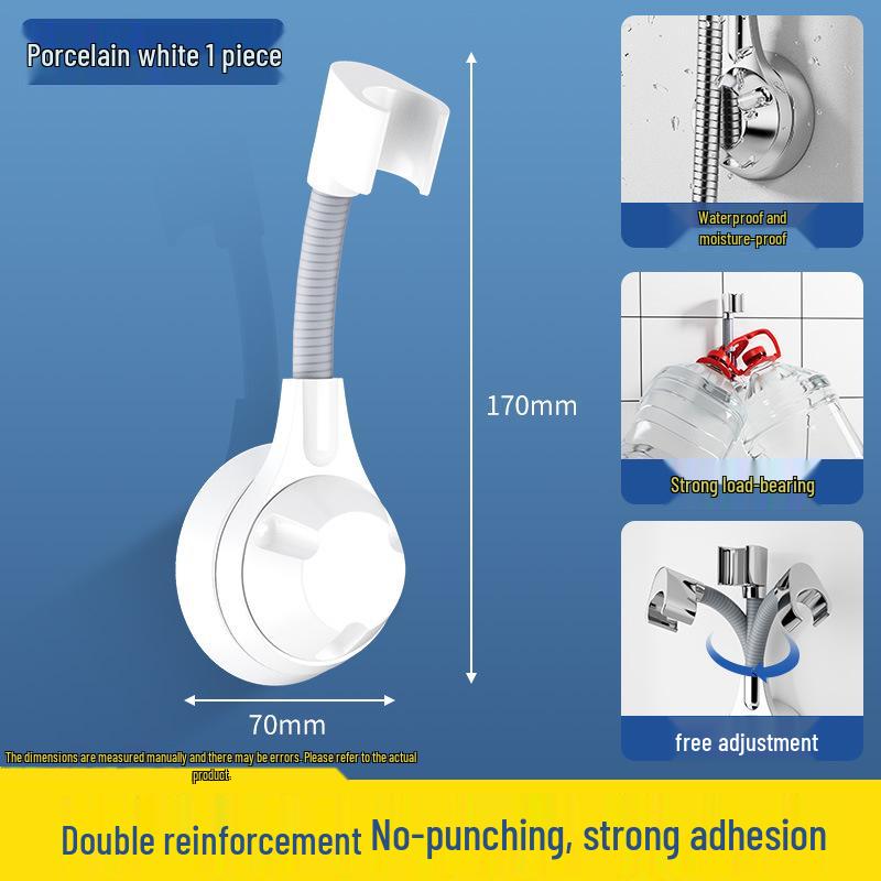 No-Drill Suction Cup Shower Head Holder with Movable Silicone Base