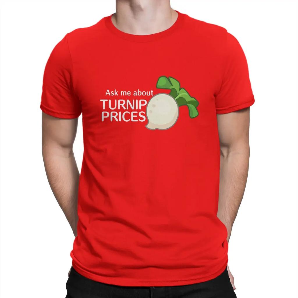 Ask Me About Turnip Prices T Shirts for Pure Cotton Vintage T-Shirt Animal Funny Crossing Timmy Game Short Sleeve Tops Unisex