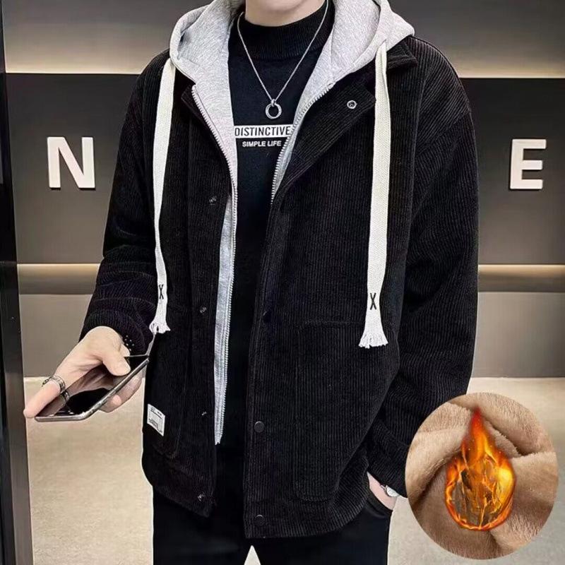 Jacket Men's Large Size Loose Fattened Plus Fat Top Handsome Casual Hooded Jacket