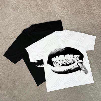 EMO Hip Hop Y2K Cotton Tshirt Harajuku Graphic Print Streetwear Punk Tee Loose Rock Gothic Short Sleeve Tshirt Casual Top Chic