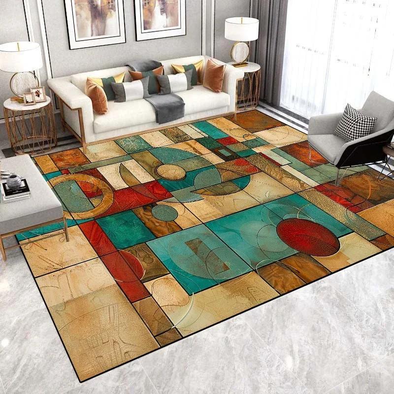 Teppiche im abstrakten Stil für Wohnzimmer Nordische leichte Luxusdekoration Leicht zu reinigende Teppiche Rutschfeste Sofa-Bereich Schlafzimmer Bodenmatten