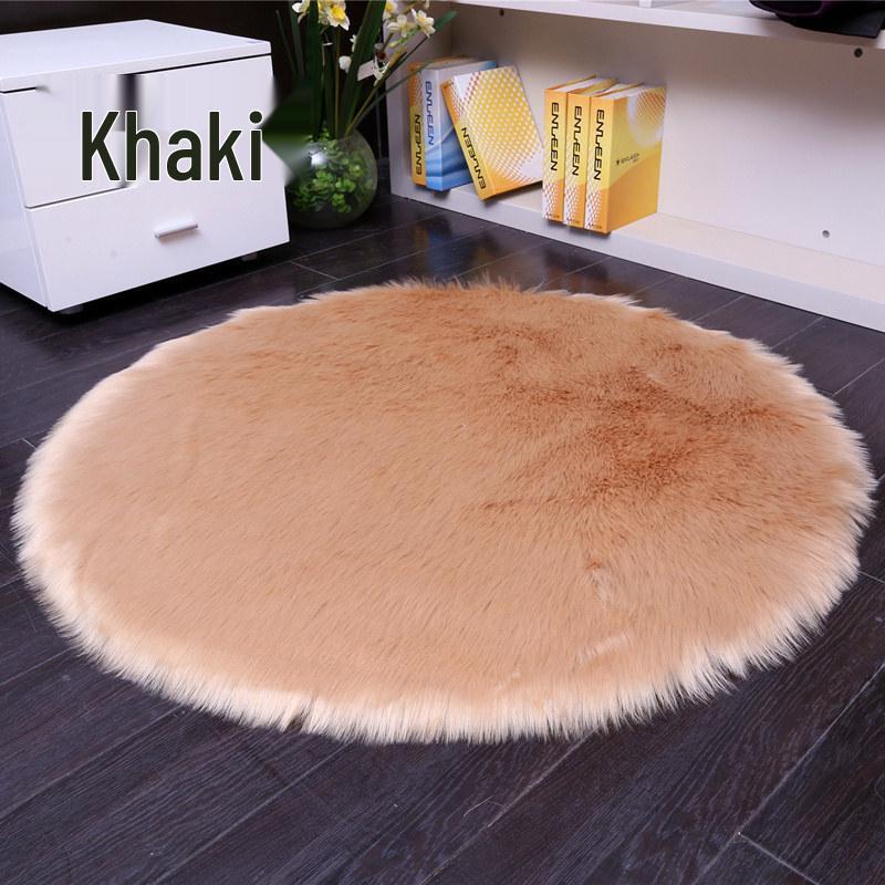 

White Faux Wool European-Style Plush Cushion for Butterfly Chair or Vanity Stool Diameter 30cm