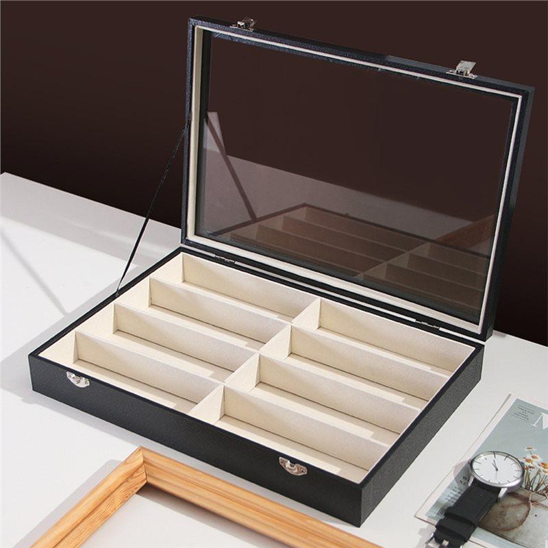 ABBP-Sunglasses Organizer, Drawer-Style, 8 Compartments, With Transparent Flip Lid-Stylish Eyewear Storage Case Eyeglass