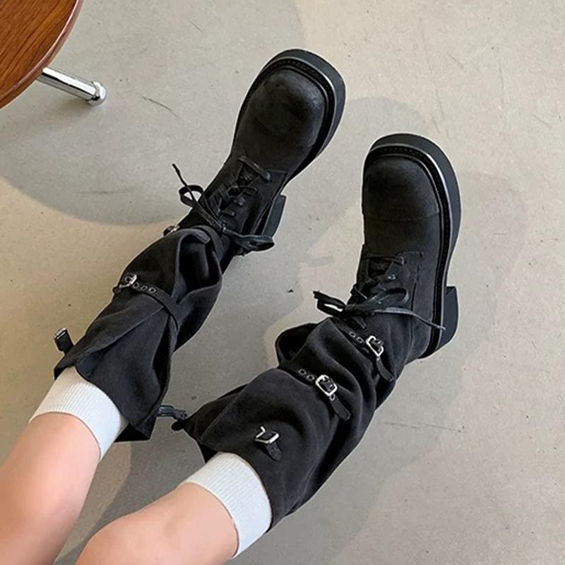 Fashion High Boots Women Winter Designer Shoes Flats Lace Up Fashion Knee High Boots 2025 New Cozy Dress Goth Chelsea Botas Mujerzapatos