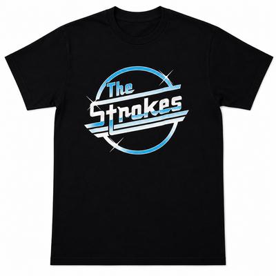The Strokes Retro Chrome Logo Graphic T Shirt Vintage Indie Rock Band Casual Soft Streetwear Tee Yk Clothes Cheap Tshirt