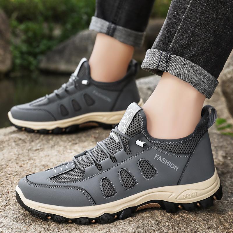Outdoor Mountaineering Soft Elastic Cushioning Lightweight Non-slip Men's Breathable Mesh Sneakers Wear-resistant Grip Lightweight Running Shoes