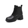 2025 leather velvet autumn and winter new women's thick heel French retro Martin boots British style platform fashion short boots
