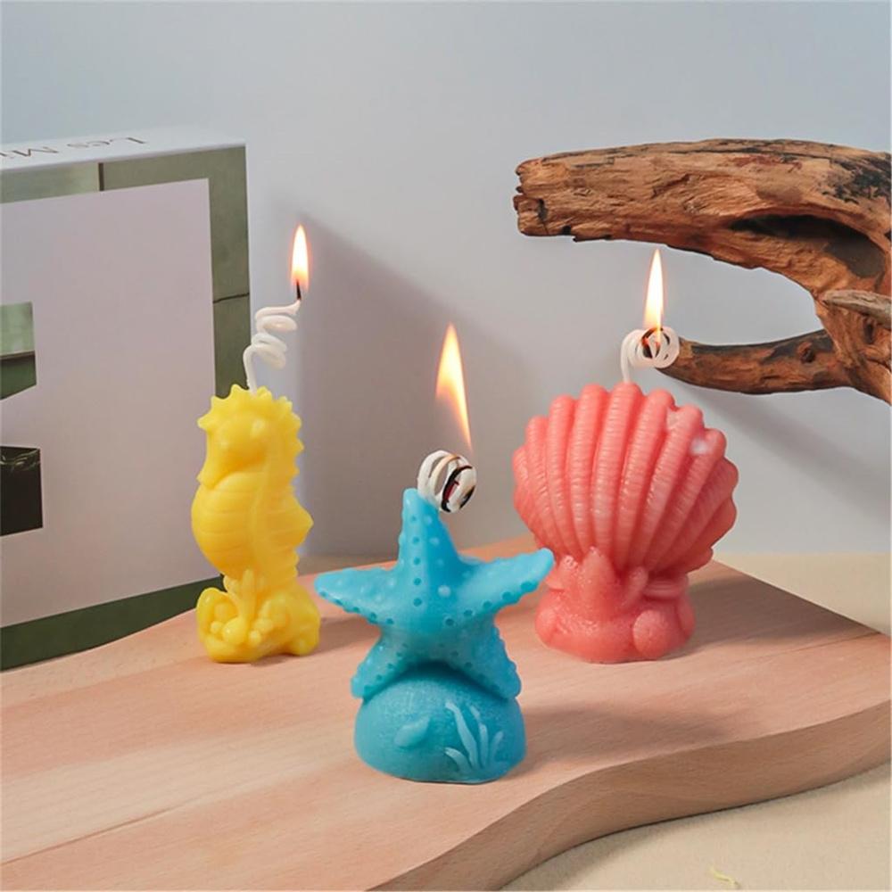 Candle Making Sea Animal Silicone Mold DIY Starfish Seashell Sea Seahorse Epoxy Resin Soap Wax Making Molds Home Decor Ornament