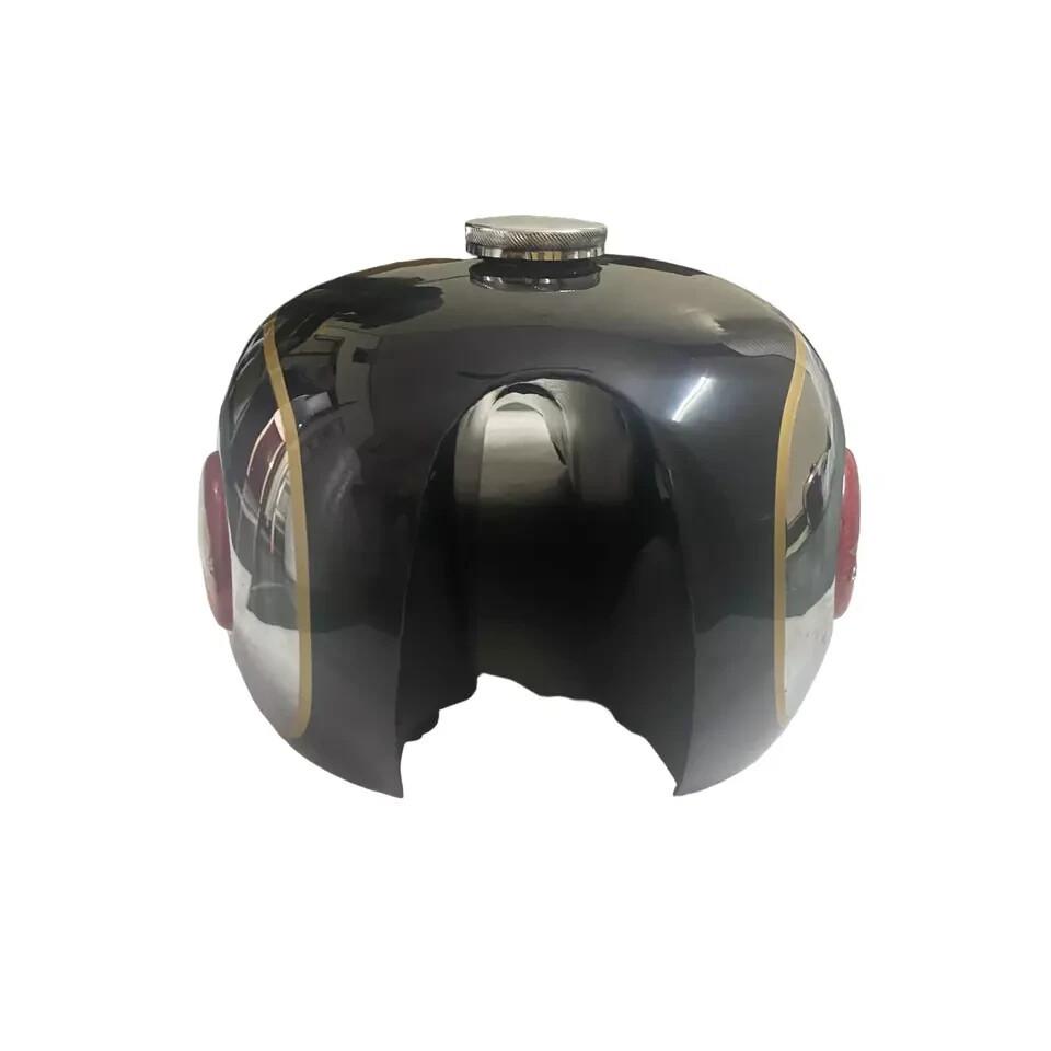 BSA A7 A10 BLACK PAINTED CHROME FUEL TANK WITH BADGE CAP KNEEPAD & TAP |Fit For
