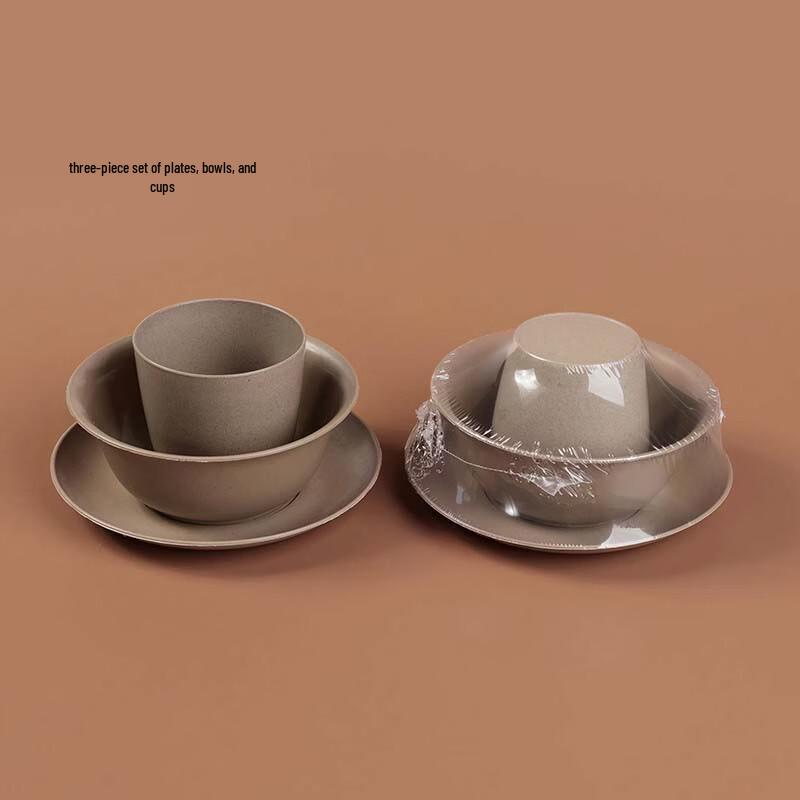 Yinmai Rice Husk Disposable 3-Piece Dinnerware Set
