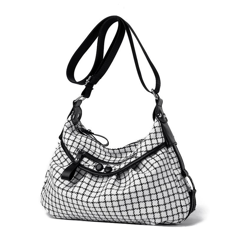 Desinvolte Женская сумка через плечо большой вместимости в модную клетку белый — фото 3