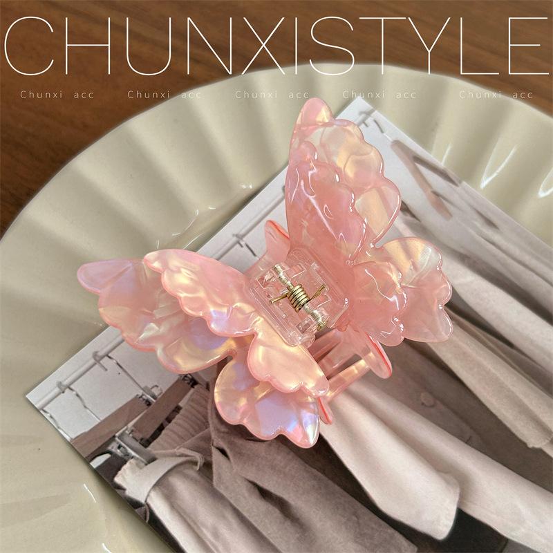 1Pc Colorful Fairy Butterfly Hair Claw Acetate Crab Hair Clip Sweet Princess Shark Clip Hairpin for Girls Women Hair Accessories красный