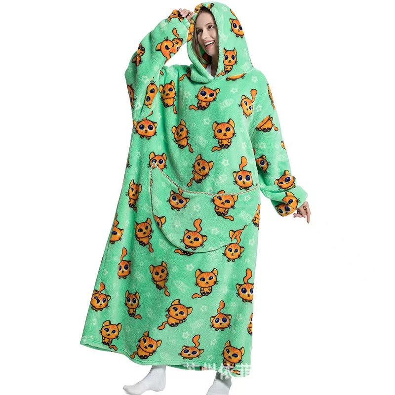 2023 Hooded Oversized Flannel Blanket Clothing for Men & Women – Extended Length for Warmth