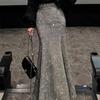 Elegant Grey Bodycon High-Waisted Sequined Fishtail Skirt for Autumn and Winter