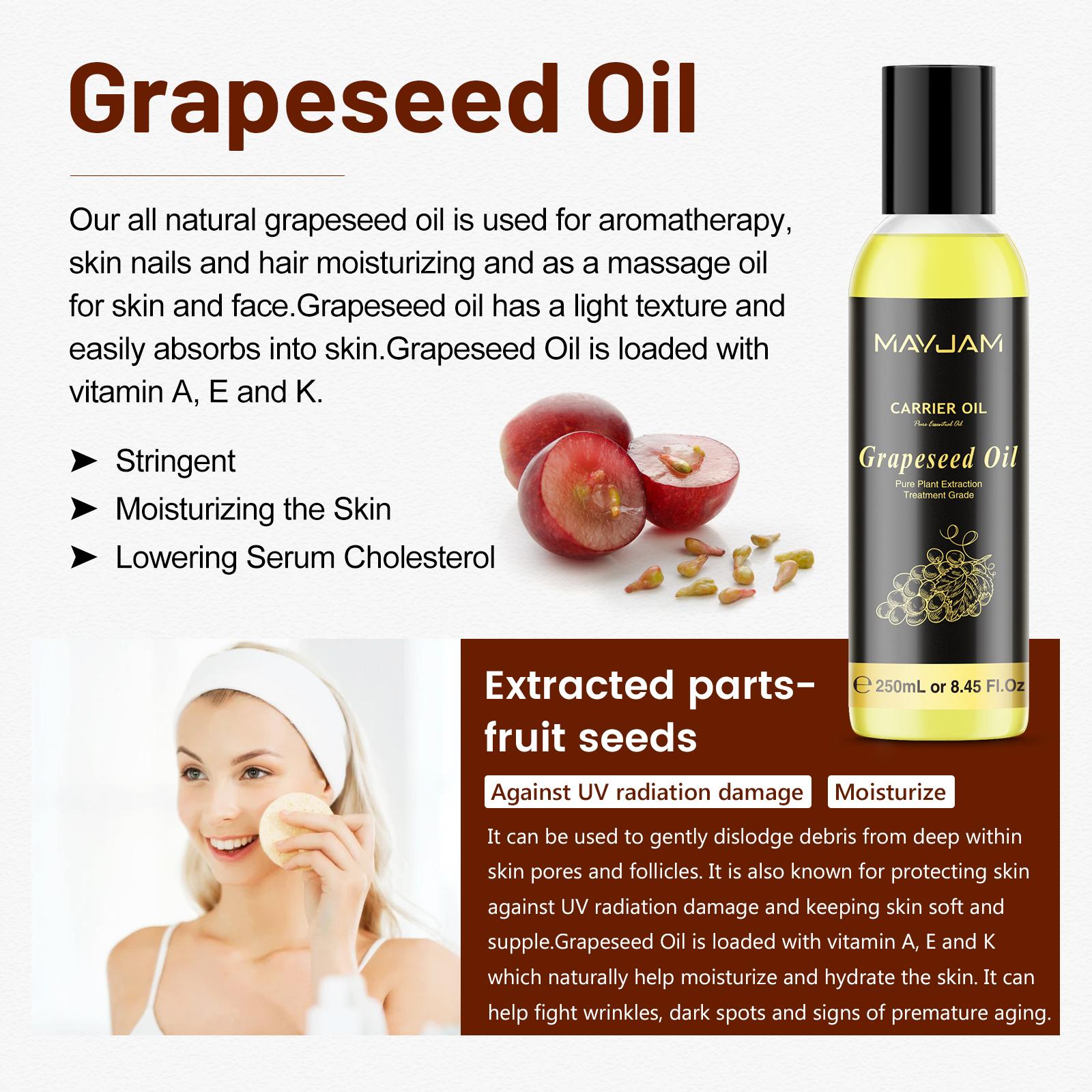 

MAYJAM 225 мл масло-носитель с эфирным маслом, диффузное масло древесины виноградных косточек, натуральный растительный диффузор, увлажнитель-увлажнитель Grapeseed Oil