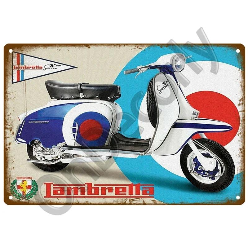 Lambretta Motor Plaque Metall Vintage Blechschild Shabby Chic Dekor Metallschilder Vintage Bar Dekoration Metall Poster Pub Metallplatte