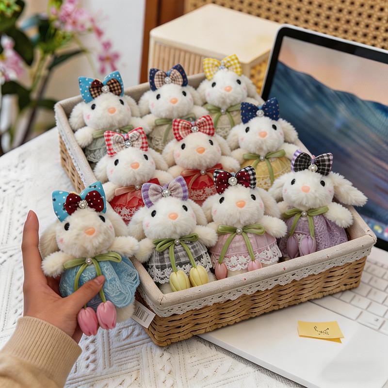 Cute Bunny Plush Keychain With Tulip Skirt For Car Keys Or Gifts