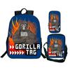 Spiel Gorilla Tag Druck Rucksack mit Umhängetasche Federmäppchen Jungen Lustiger Cartoon Schultasche Wasserdicht Kinder Schulrucksack 3er Set