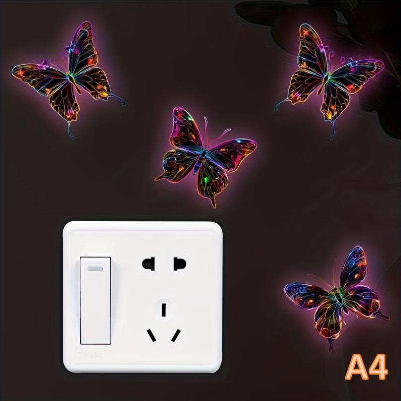 

Glow-In-The-Dark Butterfly Switch Stickers Luminous Wall Decal Self-Adhesive Removable Switch Plate Decoration Home Decor A4