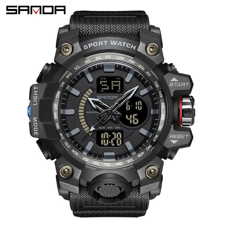 

SANDA Спортивные электронные часы Многофункциональные водонепроницаемые электронные часы для активного отдыха чёрный