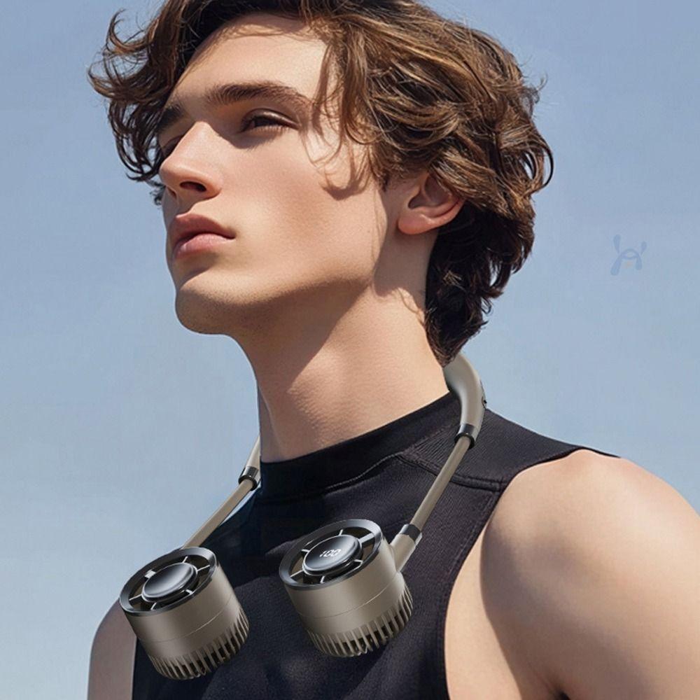 360° Bendable Hanging Neck Fan 4 Speeds Adjustable Wearable Neckband Fan Neck Belt Cooler Gym
