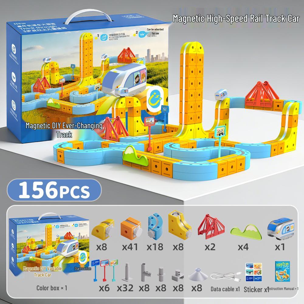 Magnetic Rail Car Children's Educational Toy - 3D Train Building Blocks