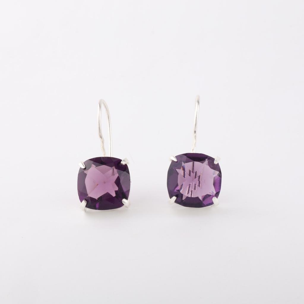 Amethyst Gemstone 925 Sterling Silver Jewelry Handmade Drop/Dangle Earrings 1" EE-172-4