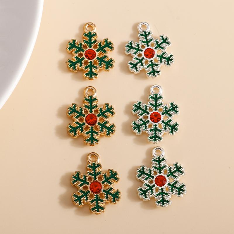 10pcs 17x21mm Cute Enamel Winter Snowflake Charms for Jewelry Making Christmas Earrings Pendants Necklaces DIY Crafts Supplies