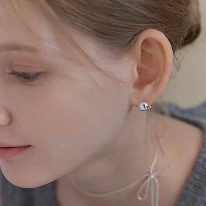 [Silver925] Round ball onetouch earring