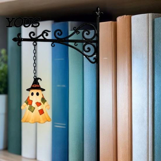 Battery Operated Party Lights Halloween Library Lantern, Decorative Bookshelf Lamp, Patchwork Ghost Cute Cartoon Decorations Light with Witch