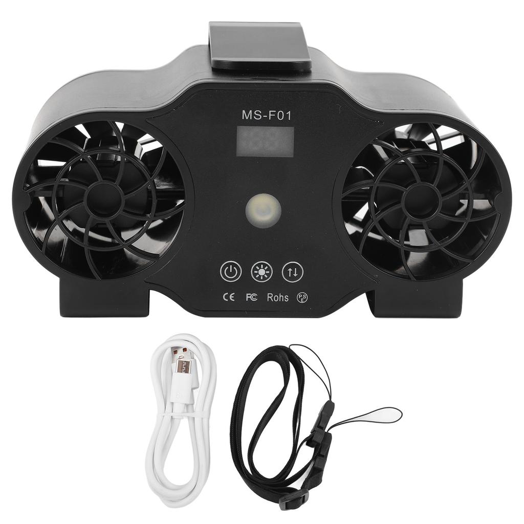 Waist USB Fan Clockwise Counterclockwise Digital Display Cooling Portable Rechargeable Wearable Body Belt Fan with