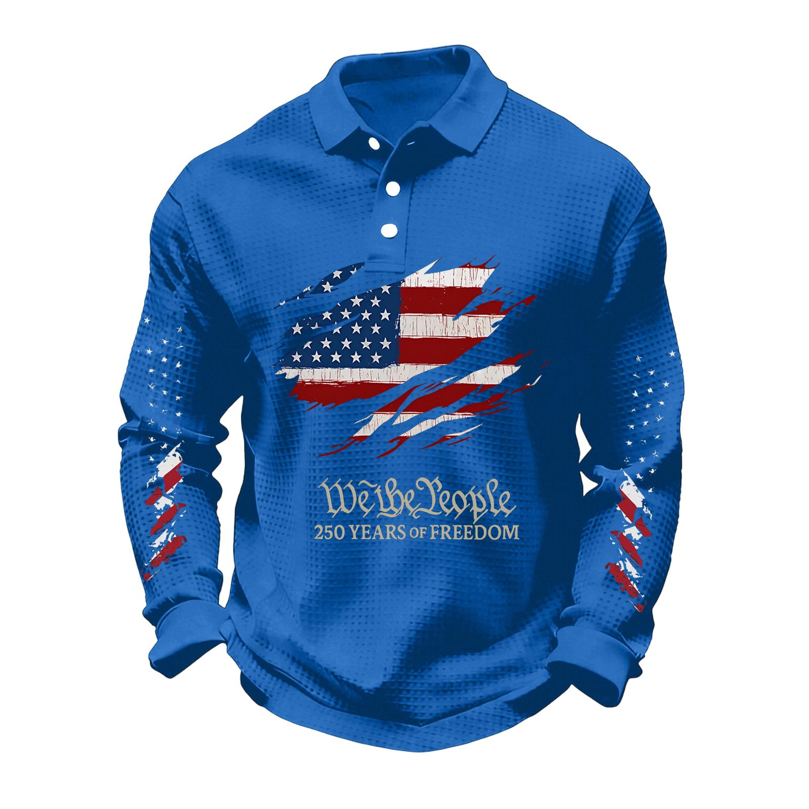 

Men s 250Th Anniversary Flag Print Casual Fabric Shirt Cross Patriotic Tee XXXXXL синій