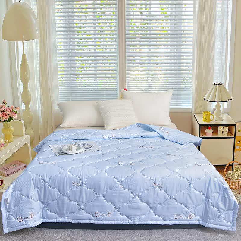 Deze Sea Salt Blue Plaid All-Season Fiber Quilt
