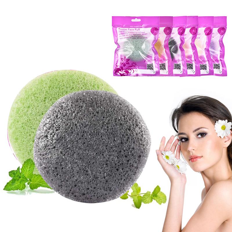 1PCS 6 Natural Colors Konjac Sponge Cosmetic Puff Sponge Face Cleaning Wash Care Powder Makeup Tools