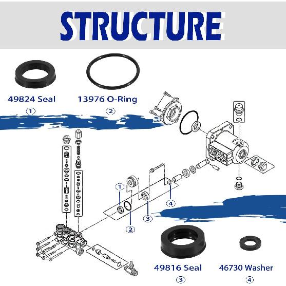 12 PCS Replacement 76975 Seal Kit for 4DNX Pumps Fits for CAT 4DNX25GSI & 4DNX27GSI Pump