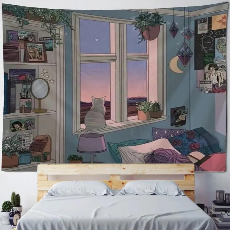 Home Wall Decoration Tapestry Anime Cute Girl Background Office Living Room Tapestry