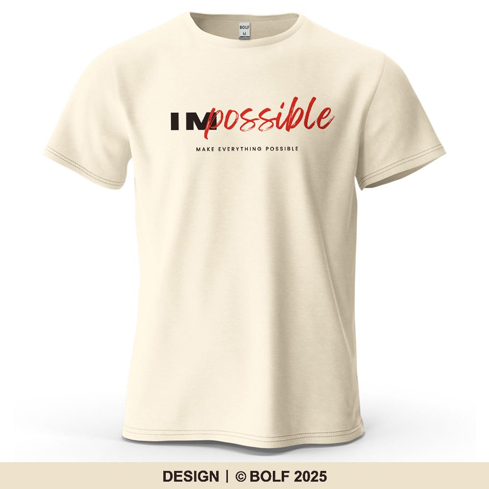 Men s Impossible Graphic Short Sleeve T-Shirt 100% Cotton Breathable Simple Printed Tops Tee for Women Summer Casual Sportswear S