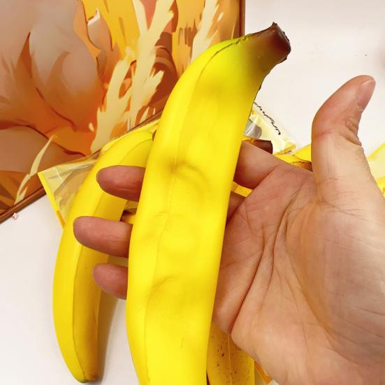 Slow-Rising Ripe Banana Squeeze Toy Soft TPR Fidget for Stress Relief Realistic Fruit-Themed Decompression Gadget for Kids Adults Portable Novelty
