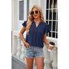Summer T-shirt Solid Colour V-Neck Loose Short Sleeve Chiffon Shirt Tops for Women