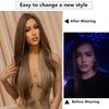 Women's 66cm Hair Brown Long Curly Hair T-shaped Front Lace Rose Hair Net Headwear Pure Hand Woven Lace Wigs Kanekalon Wig