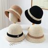 Autumn New Color Matching Knitted Hat Women's Elegant Versatile Simple Bucket Hat Temperament Trendy with Sunshade Sunscreen Bucket Hat
